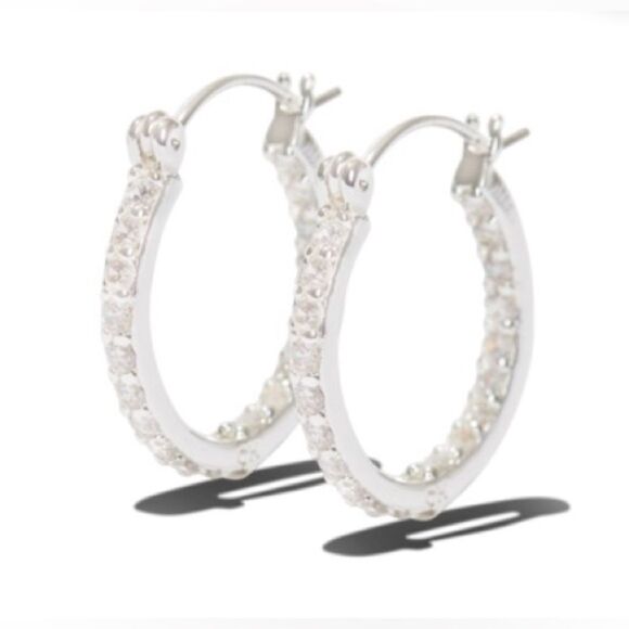 NEW … CRYSTAL HAZE Mini “Serena” Silver Hoops - Picture 1 of 6